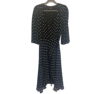 Bardot - Black and White Polka Dot Hi-Lo True Wrap Dress - Women's size 8/M